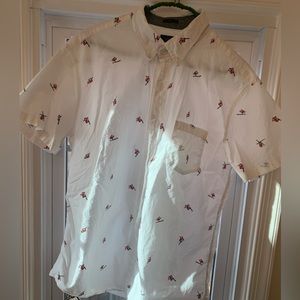 Large Slim J.Crew, Santa holiday button down shirt